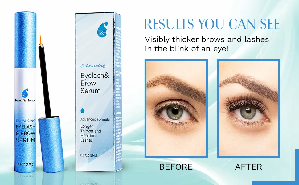Natural Eyelash Growth Serum and Brow Enhancer to Grow Thicker, Longer Lashes for Long, Luscious Lashes and Eyebrows (Eyelash Growth Serum 3mL) - visibly thicker brows and lashes