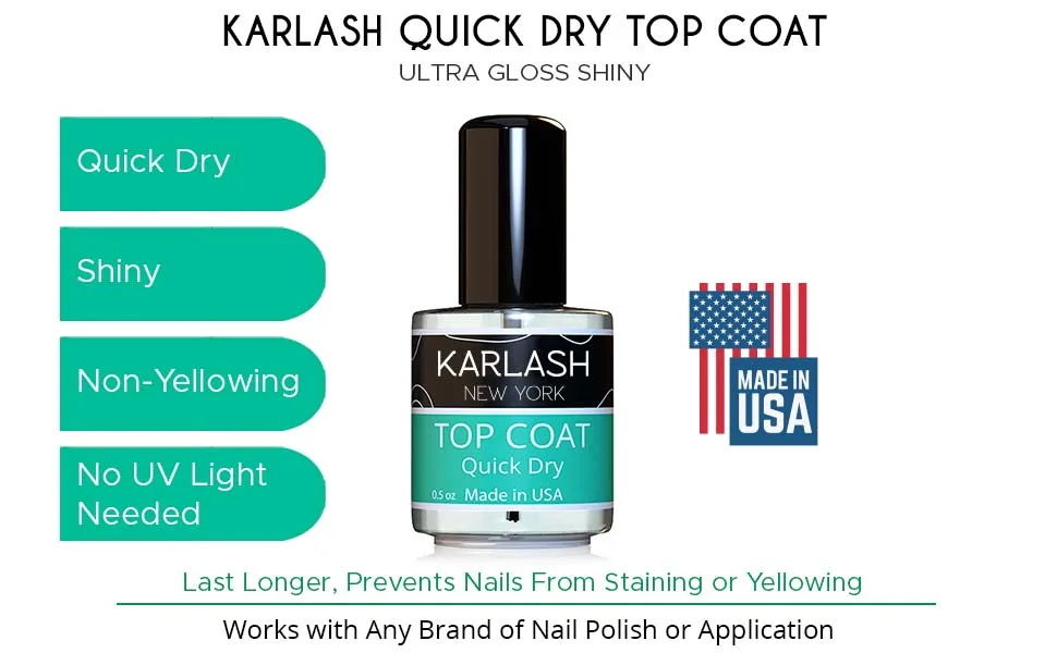 Karlash Quick Dry Fast Drying Super Shiny Nail Polish Top Coat 0.5 oz 15ml Made in USA (2 PIECES) - fwerwer