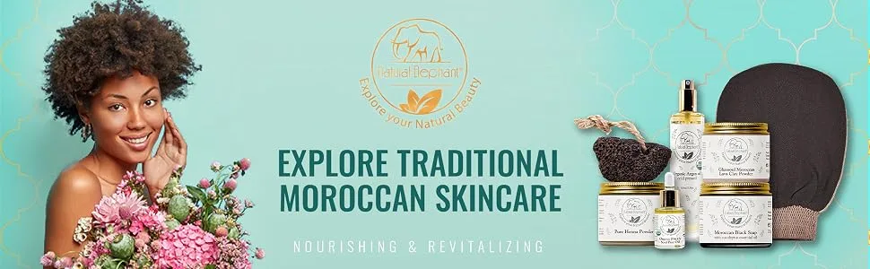 Natural Elephant Exfoliating Hammam Glove - Pure Black - Natural Elephant: Explore Traditional Moroccan Skincare - Nourishing & Revitalizing