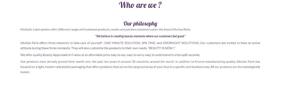 L'Action Paris Pore minimizer face mask - TRIO Pore Minimising Trio - Who are we?