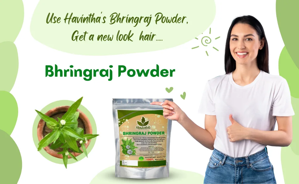 Havintha Bhringraj Powder For Hair Growth Split Ends Nourishment - 227 grams - bhringraj