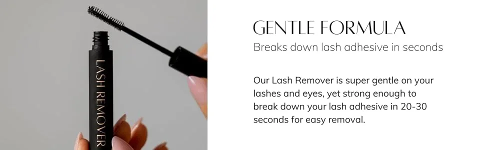Lash Remover - Adhesive Remover For Eyelash Extensions With Spoolie Attachment - Easy Apply - Gentle Formula: Breaks down lash adhesive in seconds without damaging natural lashes.