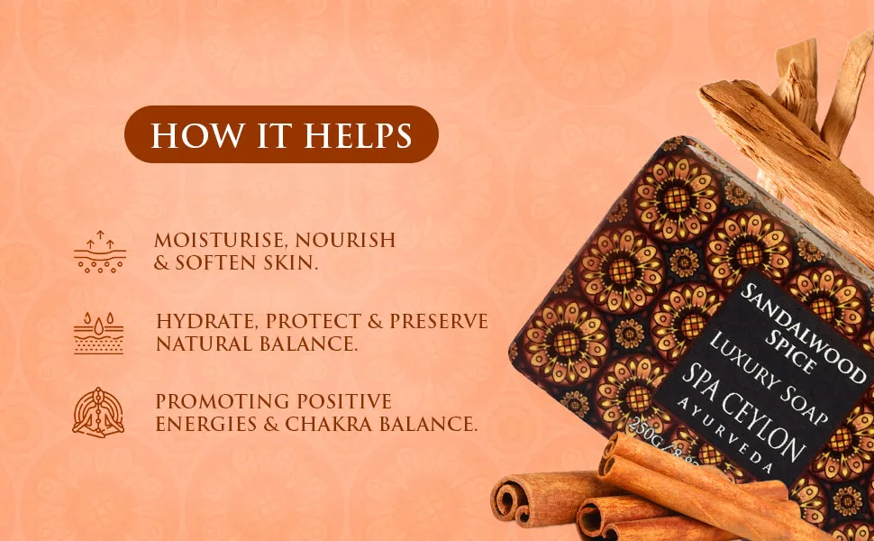 SPA CEYLON Sandalwood Spice Luxury Soap | Herbal Soap | Bath Soap | All Natural | for All Skin Types - soap