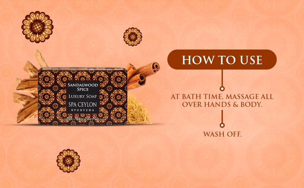 SPA CEYLON Sandalwood Spice Luxury Soap | Herbal Soap | Bath Soap | All Natural | for All Skin Types - soap