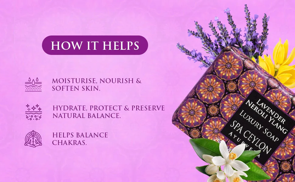 SPA CEYLON Lavender Neroli Ylang Luxury Soap | Bath Soap | natural soap | Moisturizing Bar | All Natural Soap | Suitable for All Skin Types - soap
