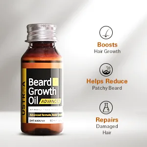 Ustraa Beard Growth Oil Advanced - 2oz - For Patchy Beard With Redensyl DHT Booster Nourishment & Moisturization No Harmful Chemicals - Boosts Hair Growth, Helps Reduce Patchy Beard & Repair Damaged Hair.