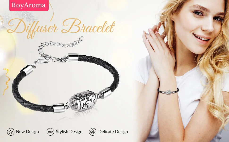 Essential Oil Diffuser Bracelet Aromatherapy Bracelet Stainless Steel Locket Bracelet with Leater Adjustable Wristband Diffusing Bracelet for Mother's Day Women&Men Silver - bracelet for women