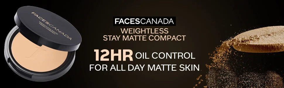 Weightless Matte Finish Compact Powder - Ivory | Non Oily Pressed Powder | Easy Blendable & Lightweight | Sun Protection with Vitamin E | 0.32 Oz/9g - FACESCANADA Weightless Matte Finish Compact Powder - Ivory