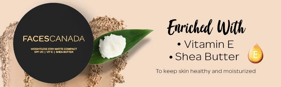 Weightless Matte Finish Compact Powder - Ivory | Non Oily Pressed Powder | Easy Blendable & Lightweight | Sun Protection with Vitamin E | 0.32 Oz/9g - FACESCANADA Weightless Matte Finish Compact Powder - Ivory