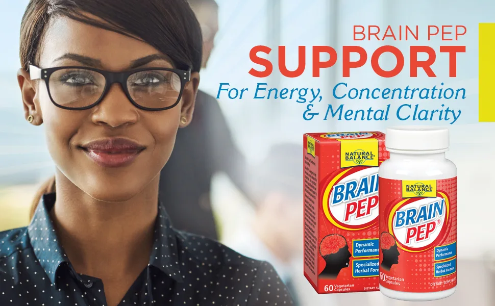 Natural Balance Brain Pep | Brain Function Supplement with Ginkgo Biloba, Kola Nut | Helps Support Improved Memory, Focus & Mental Clarity | 60 Capsules - Natural Balance Brain Pep Brain Function Supplement with Ginkgo Biloba, Kola Nut