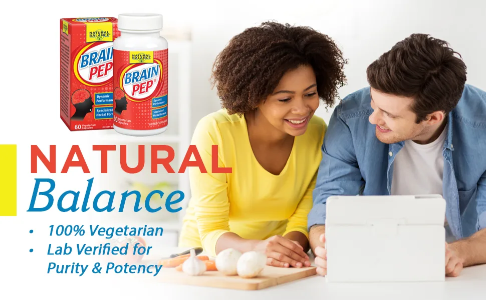 Natural Balance Brain Pep | Brain Function Supplement with Ginkgo Biloba, Kola Nut | Helps Support Improved Memory, Focus & Mental Clarity | 60 Capsules - Natural Balance Brain Pep Brain Function Supplement with Ginkgo Biloba, Kola Nut