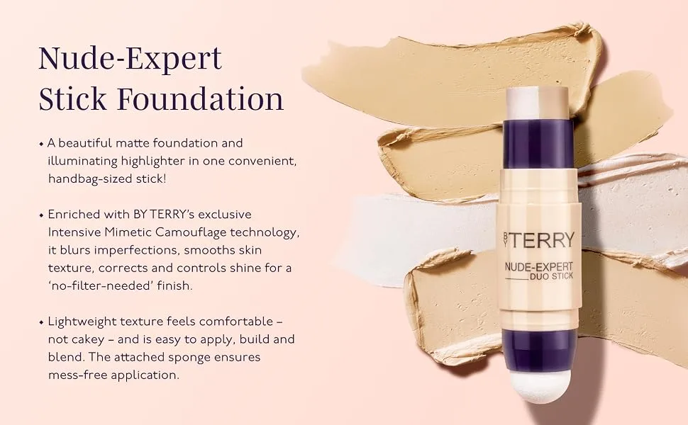 By Terry Nude-Expert Stick Foundation Highlighter Foundation 2.5 Nude Light - Nude Expert Stick Foundation By Terry French makeup luxury skincare blur imperfections