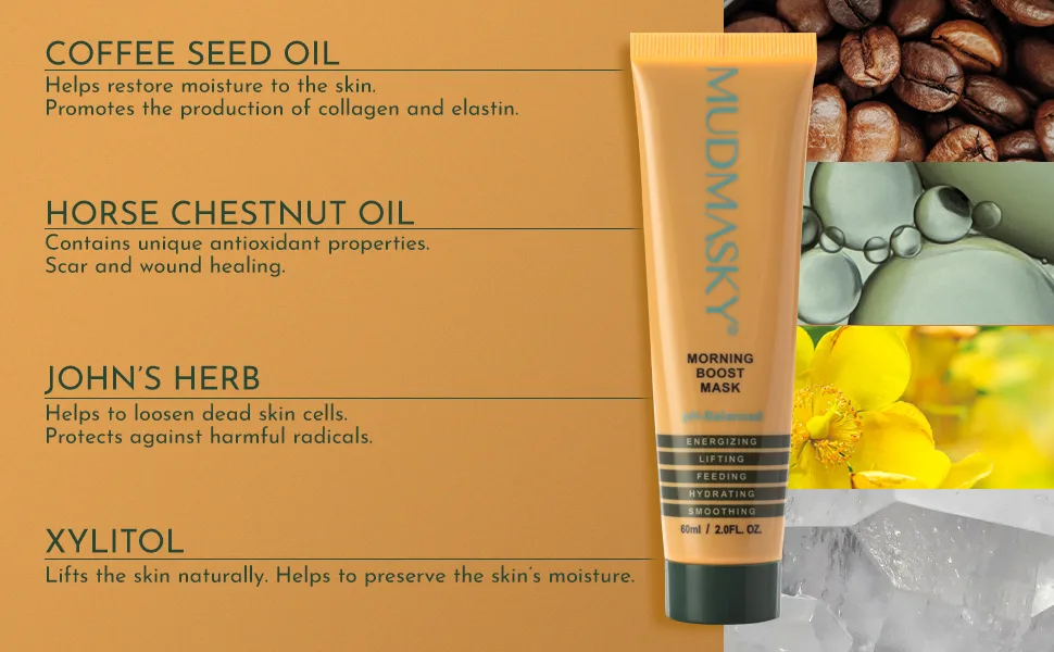 MUDMASKY Morning Boost Mask 60ml / 2.0 FL. OZ.  - mudmasky morning boost mask ingredients