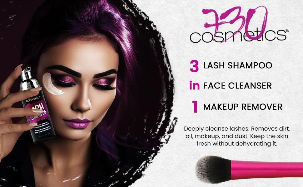 Eyelash Extension Cleansing Set with Foaming Shampoo Refill Bottle Brush and Makeup Remover Towel - Non-irritating Cleanser for Extensions and Natural Lashes - lash shampoo concentrate lash brushes for cleansing lash bath wash lash lash shampoo brush