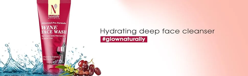 NUTRIGLOW NATURAL'S Advanced Pro Formula Wine Face Wash for Daily Use Deep Cleansing Niacinamide For Women and Men 3.5Oz - face wash