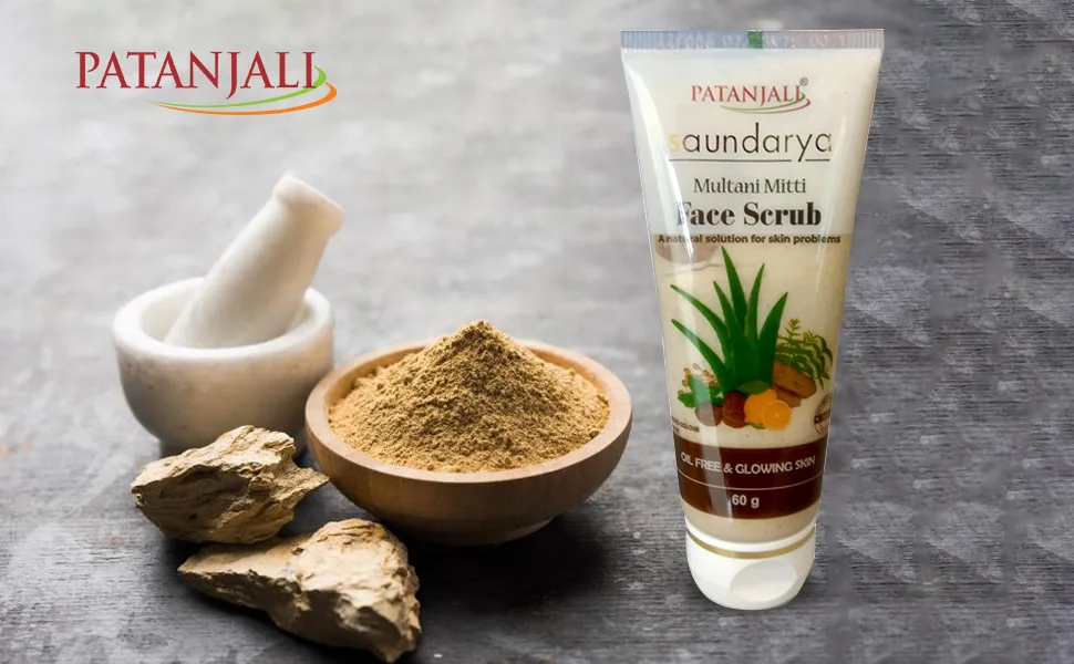 Patanjali Saundarya Face Scrub Multani Mitti (Fuller's Earth) 60 gm / 2.02 fl oz - patanjali multani mitti face scrub