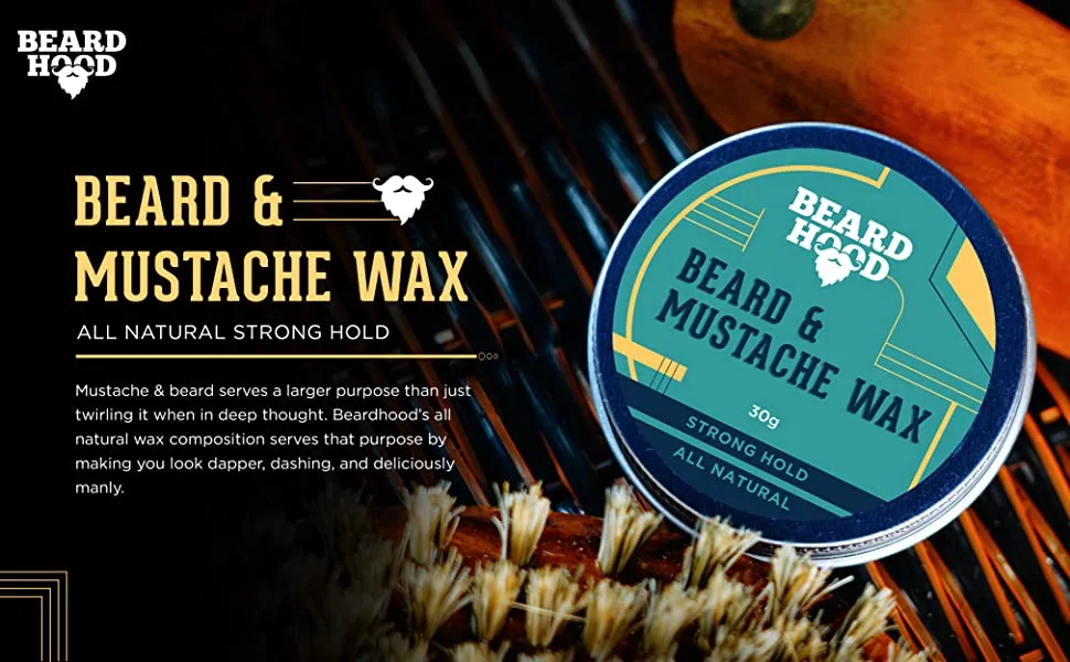BEARDHOOD 100% Natural Mustache And Beard Wax For Strong Hold | Natural Musky Scent - product information 2