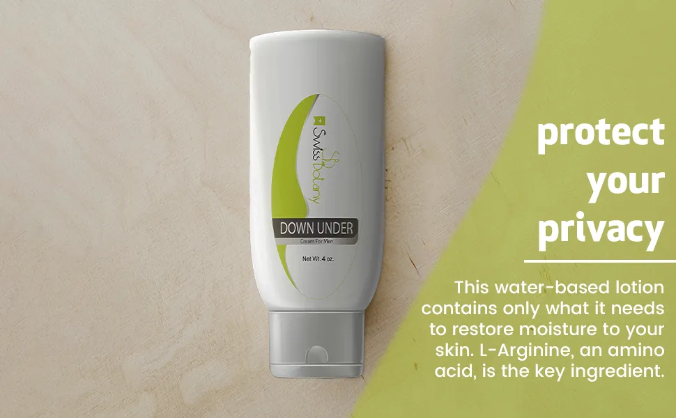 L Arginine Down Under Moisturizing Penial Cream Anti-Chaffing Moisturizer Cream for Men Private Areas for Dry & Sensitive Skin - 4oz - Down Under