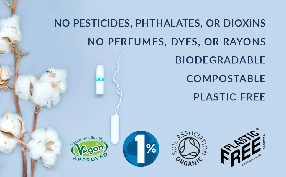 Natracare Non-Applicator 100% Organic Cotton Tampons, Super Plus, Totally Chlorine Free, Biodegradable and Compostable (1 Pack, 20 Tampons Total) - Org Tampons