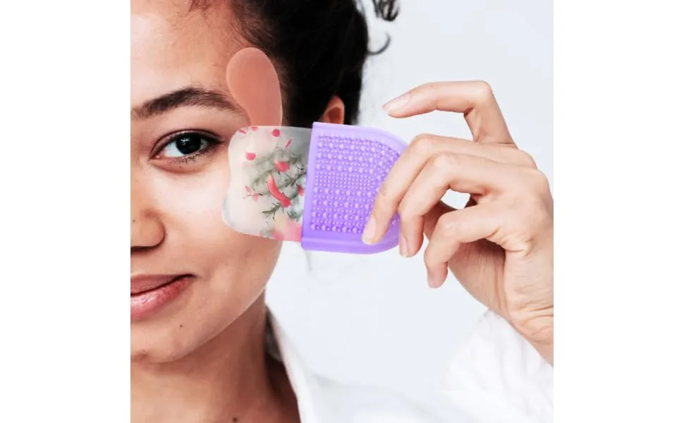 Beauty Face Ice Tray Face Beauty Tool Face Icing Roller Silicone Icing Tool Ice Holder for Face Ice Face Roller Face Massage Ice Roller Skin Massage Ice Roller Face Ice Roller 13X6.5X5.5CM Violet - product information 4
