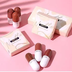 QiBest Mini Capsule Lipstick 6 Piece Set Velvet Matte Lipstick Long Lasting Moisturizing Gloss Safe Matte Lipstick Makeup Gift (C) - beautiful packaging