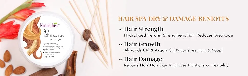 NutriGlow Hair Spa Cream with Damage Reverse & Moisture Lock Formulation for Dry & Damaged Hair - 300g - hair spa