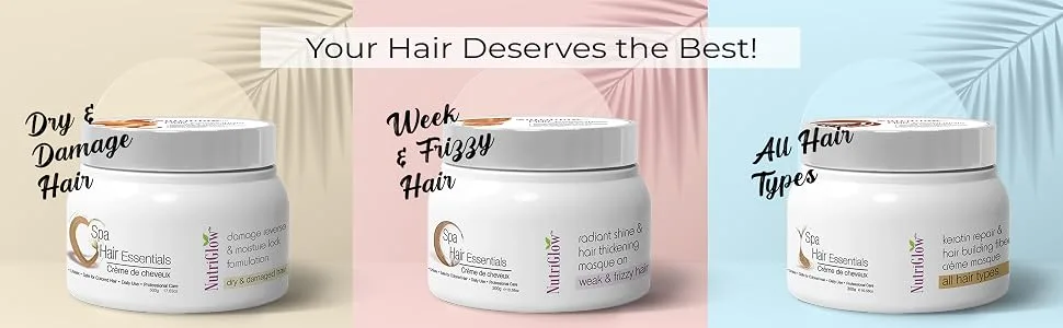 NutriGlow Hair Spa Cream with Damage Reverse & Moisture Lock Formulation for Dry & Damaged Hair - 300g - hair spa