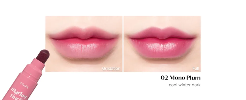 ETUDE Dear Darling Marker Tint #1 Raspberry Pop | Hydrating & Long Lasting Lip Stain | High Pigmented Lip Maker with Easy Drawing Tip | Korean Daily Lip Tint red - Dear Darling Marker Tint