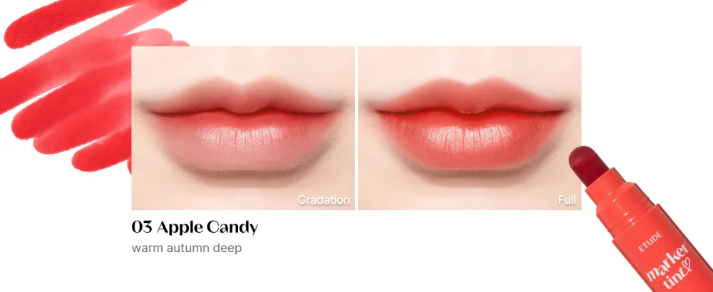 ETUDE Dear Darling Marker Tint #1 Raspberry Pop | Hydrating & Long Lasting Lip Stain | High Pigmented Lip Maker with Easy Drawing Tip | Korean Daily Lip Tint red - Dear Darling Marker Tint