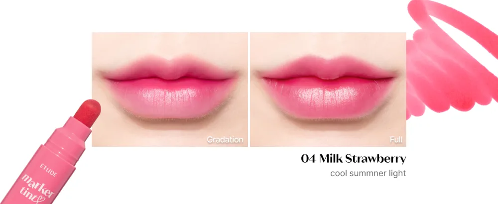 ETUDE Dear Darling Marker Tint #1 Raspberry Pop | Hydrating & Long Lasting Lip Stain | High Pigmented Lip Maker with Easy Drawing Tip | Korean Daily Lip Tint red - Dear Darling Marker Tint