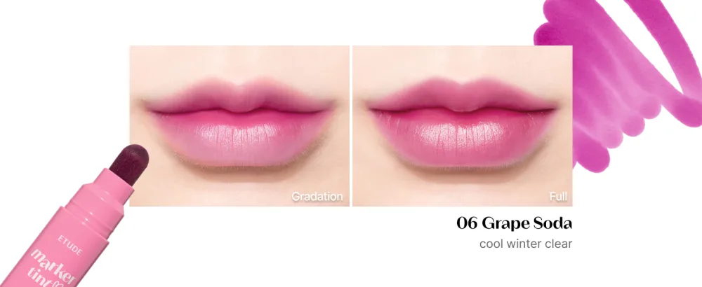ETUDE Dear Darling Marker Tint #1 Raspberry Pop | Hydrating & Long Lasting Lip Stain | High Pigmented Lip Maker with Easy Drawing Tip | Korean Daily Lip Tint red - Dear Darling Marker Tint