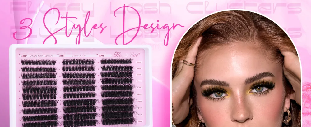 HeyAlice Fluffy Lash Clusters 60 80 100D Eyelash Clusters D Curl Individual Lashes Fluffy Cluster Lashes 10-18mm Lash Extension Thick Cluster Eyelash Extensions Not Kit - product information 1