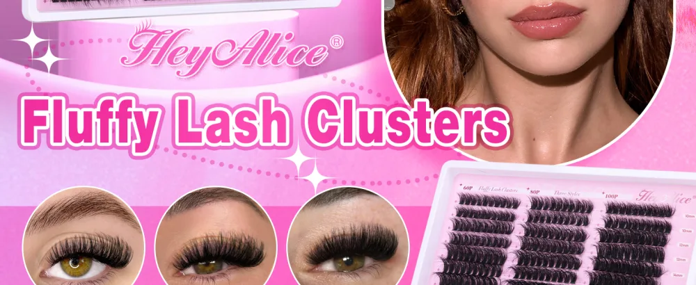 HeyAlice Fluffy Lash Clusters 60 80 100D Eyelash Clusters D Curl Individual Lashes Fluffy Cluster Lashes 10-18mm Lash Extension Thick Cluster Eyelash Extensions Not Kit - product information 2
