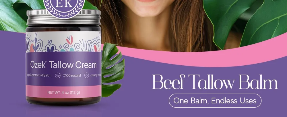Beef Tallow for Skin - 4 Oz Whipped Beef Tallow Balm Face/Body Moisturizer (Unscented/Calendula-Infused) - Ozek whipped beef tallow