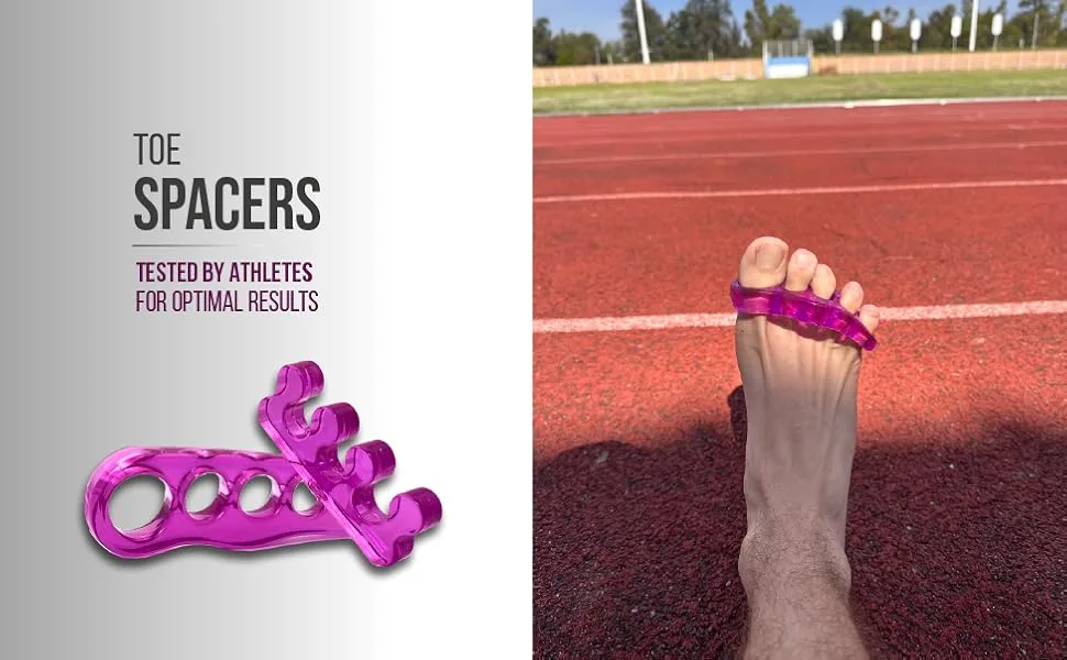 Toe Spacers | One Size Fits All | Toe Corrector | Reusable Silicone Toe Spreaders | Yoga Toe Separators | Bunion and Hammer Toe Straightener - TESTED BY ATHLETES