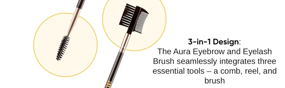 Aura eyebrow and eyelash brush. 3 different tools: comb reel and brush. ideal for separating eyelashes removing mascara clumps grooming eyebrows - Eyebrow
