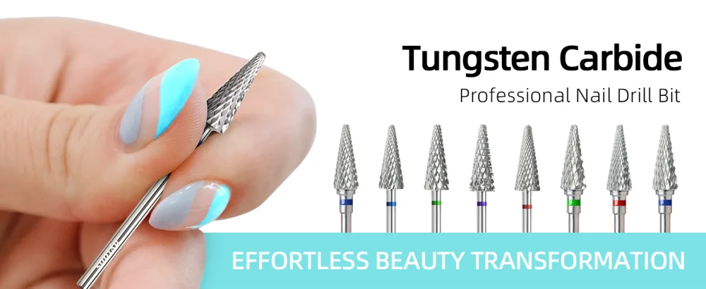 Cone Nail Drill Bits Coarse 15mm Taper Nail Bit 3/32 Right-Way Carbide Drill Bits for Nails Gel Polish Manicure Electric Removal Tools C Coarse - C - hytoos 6*15mm Large Cone Nail drill bits series