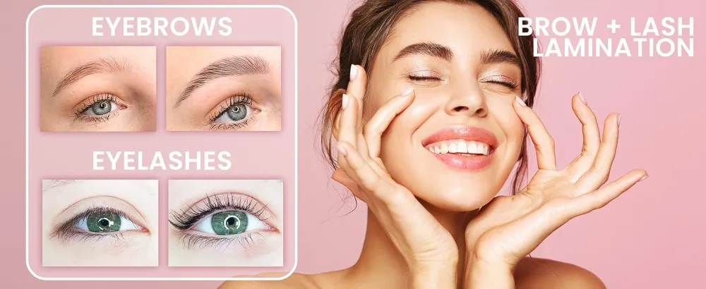 Lash Lift Kit Eyebrow Lamination Kit 2-in-1 Solution At Home Brow Lamination Kit Eyelash Lift Lasts 6-8 Weeks 15 Applications DIY Perm Kit for Eyelashes and Brows - brow lamination kit eyebrow eyelash lift brow perming lash