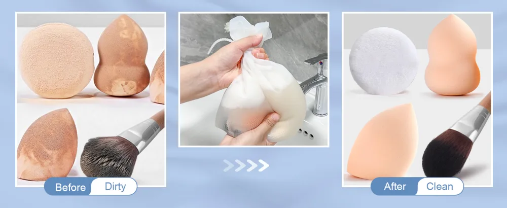 FERNIDA Makeup Sponge Cleaner Silicone Makeup Brush Cleaner Beauty Blender Cleaning Bag for Makeup Brush Foundation Sponge Cushion Puff Powder Puff - makeup brush cleaner