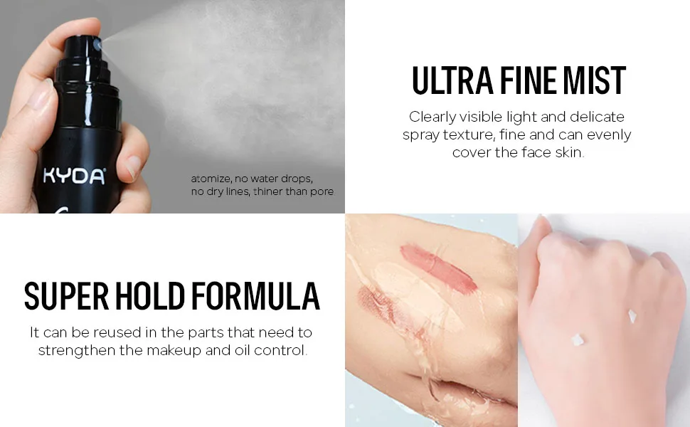 KYDA Makeup Setting Spray Ultra Fine Lightweight Setting Mist Lasting Oil Control Makeup Finish Quick Drying Formula Face Makeup Fixer Spray for All Skin 3.38 Fl Oz - setting spray