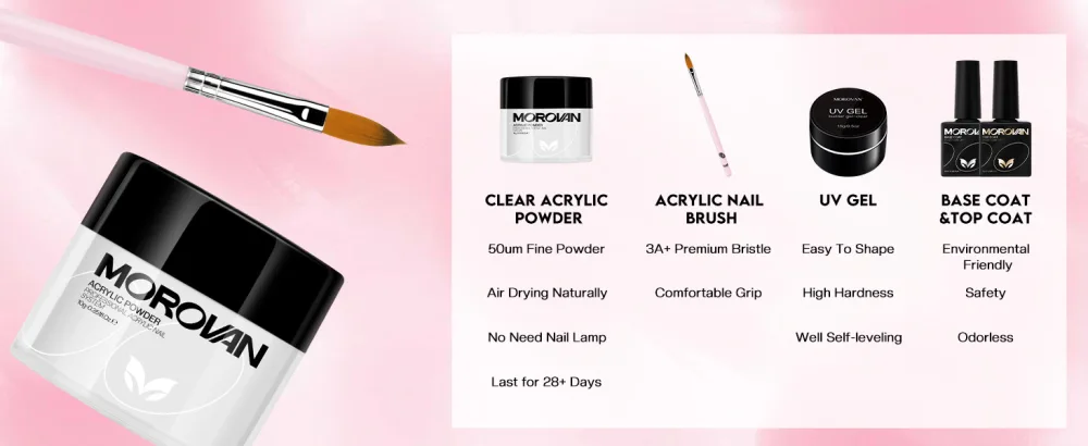 Morovan Acrylic Nail Kit for Beginners: Professional Nails Kit Acrylic Set With Everything Complete Starter Kit - with 3 Colors Acrylic Powder and Glitter Nail Powder - acrylic nail kit