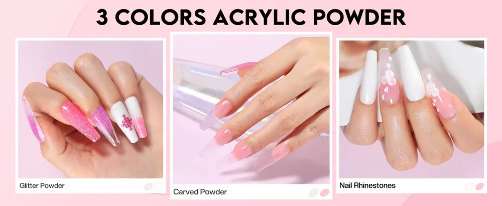 Morovan Acrylic Nail Kit for Beginners: Professional Nails Kit Acrylic Set With Everything Complete Starter Kit - with 3 Colors Acrylic Powder and Glitter Nail Powder - acrylic nail kit