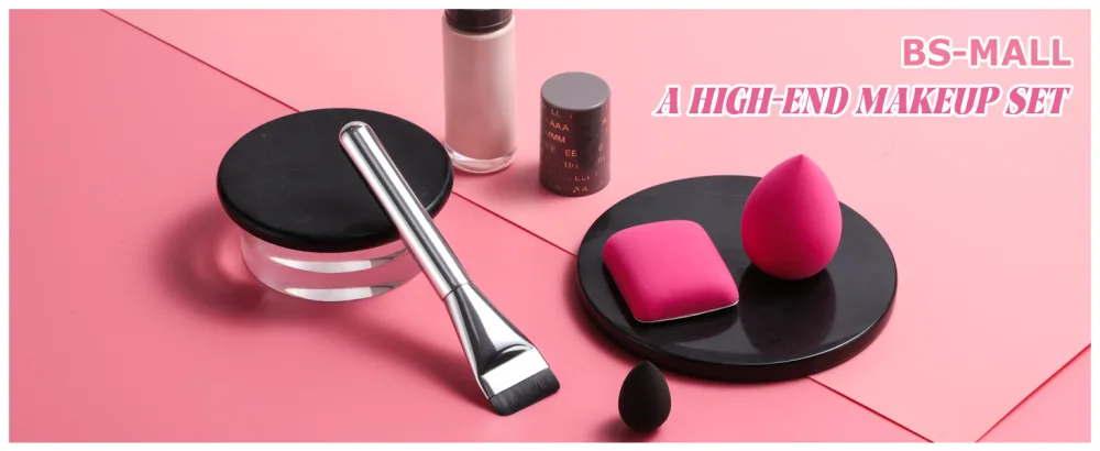 BS-MALL Foundation Makeup Brush Set with 3 Makeup Sponge Blenders silver & Pink - product information 1