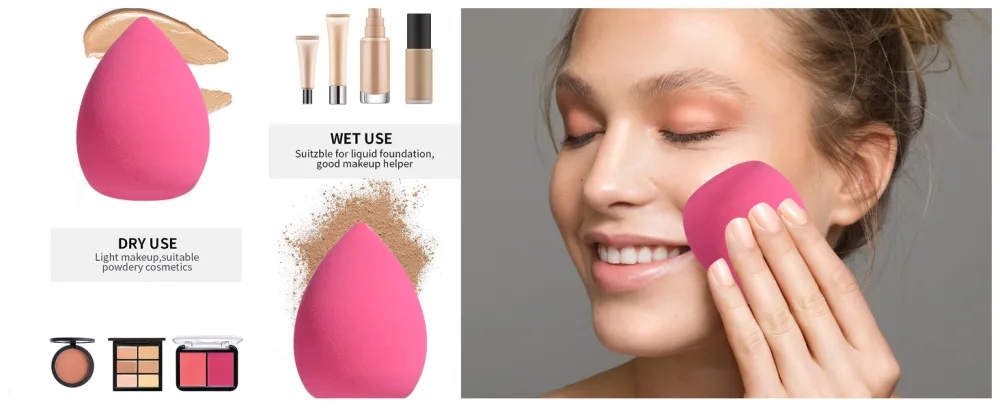 BS-MALL Foundation Makeup Brush Set with 3 Makeup Sponge Blenders silver & Pink - product information 4