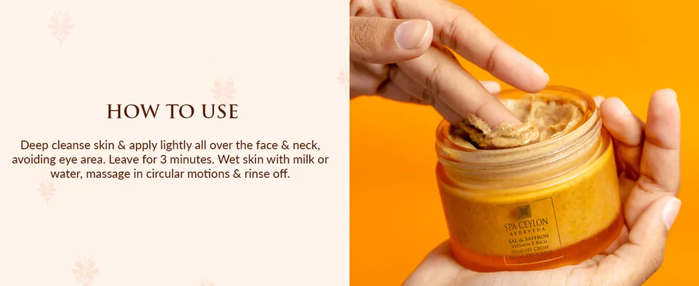SPA CEYLON Sal and Saffron Vitamin E Enriched Delicate Cream Facial Exfoliator | Gentle Scrub | Hydrating Formula | Natural Glow | Clears Clogged Pores - Delicate crème facial exfoliator