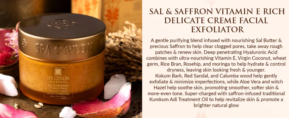 SPA CEYLON Sal and Saffron Vitamin E Enriched Delicate Cream Facial Exfoliator | Gentle Scrub | Hydrating Formula | Natural Glow | Clears Clogged Pores - product information 2
