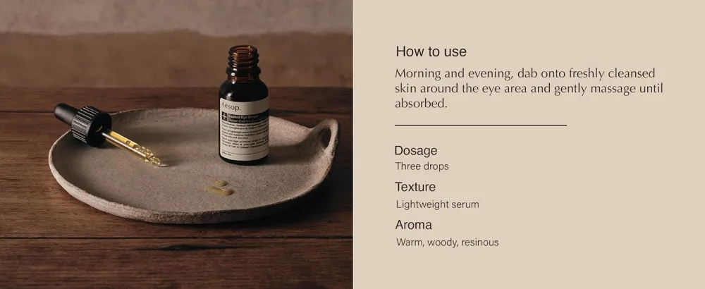 Aesop Exalted Eye Serum - Potent Lightweight Serum with Vitamins B C and E for Hydrated Replenished Eyes - (15 mL) - HOw to Use