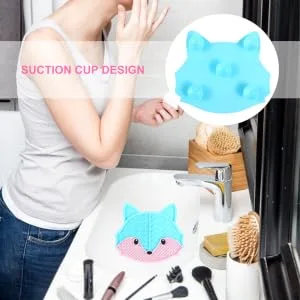 Brush Cleaning Pad Silicone es s C Makeup Brush Scrubber Mat 17x15cm Blue - product information 2