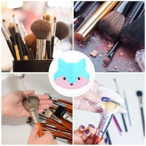 Brush Cleaning Pad Silicone es s C Makeup Brush Scrubber Mat 17x15cm Blue - product information 4