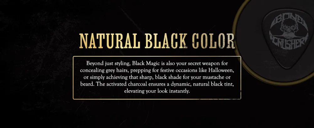 Black Mustache Wax | Black Magic Bone Crusher Moustache Wax | Hide Grey Hair In Beard Or Moustache | Extra Strong Hold Mustache Wax Unscented | 1 oz Tin Heat Source Required - Black Magic Bone Crusher-Slider2-BC